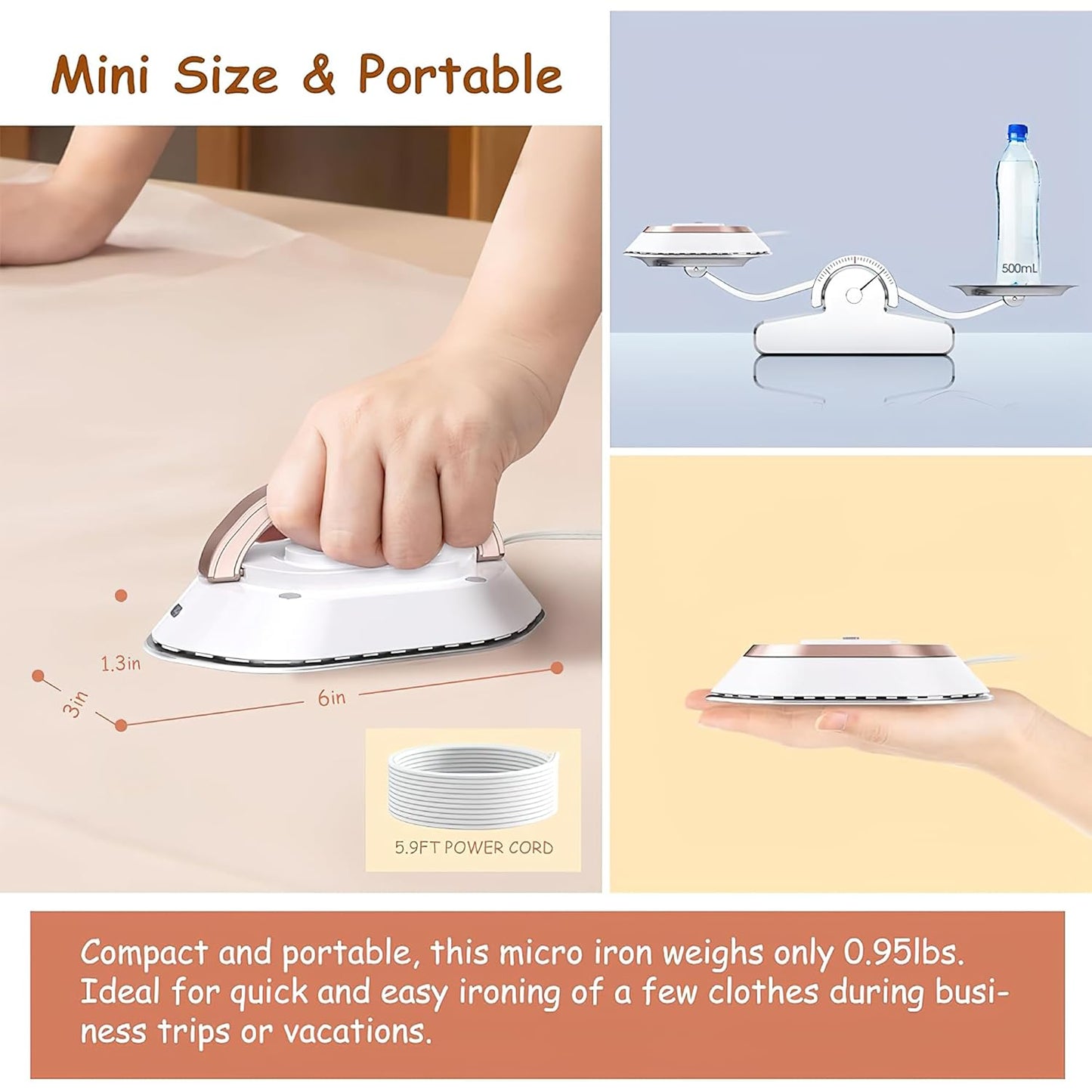Mini Travel Iron – Foldable Portable Clothes Press