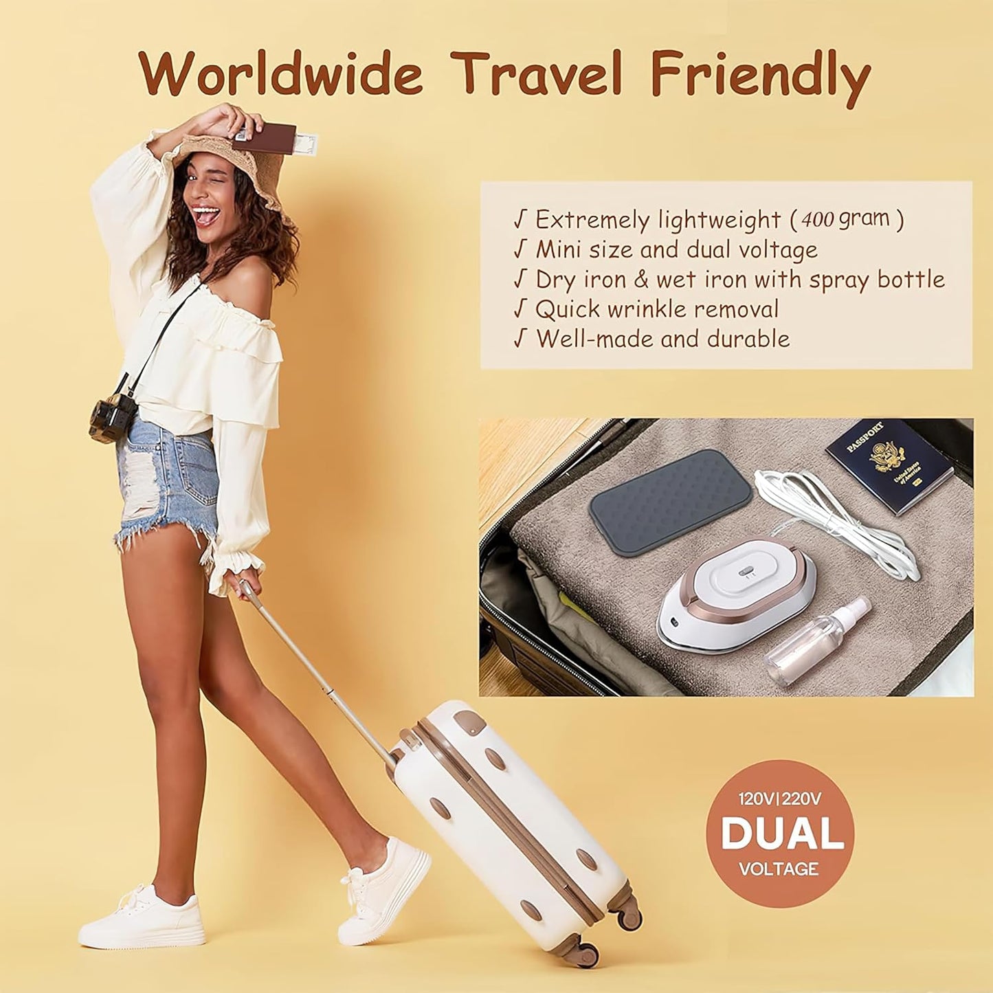 Mini Travel Iron – Foldable Portable Clothes Press