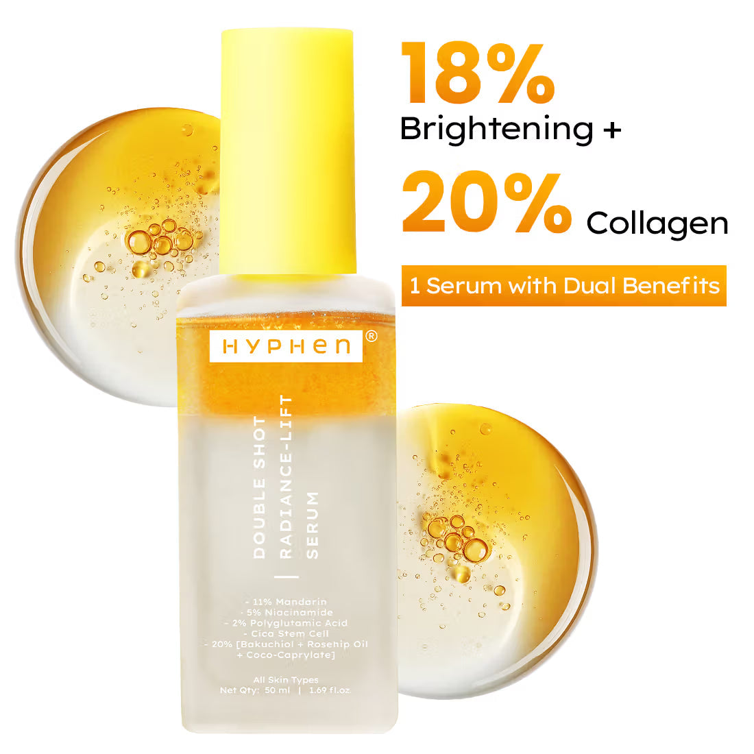 Hyphen 18% Brightening + 20% Collagen Double Serum pack of 2